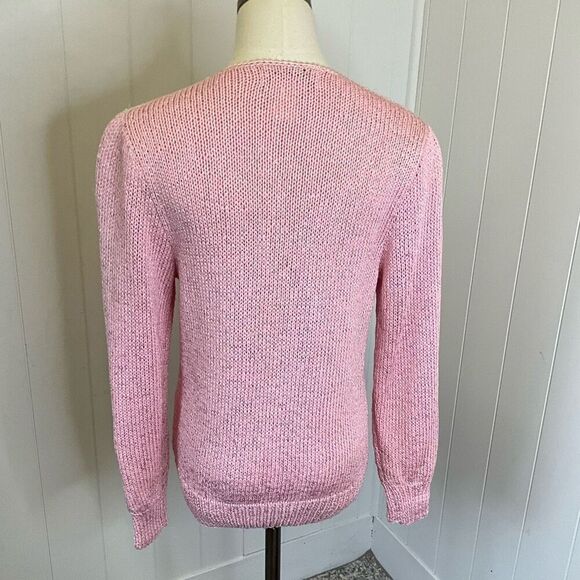 Vintage Nannell Women’s Small Pink Wool Rabbit Hair Blend Hand Knit Sweater - Picture 10 of 14